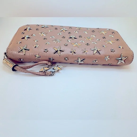 Jimmy Choo Crystal Filipa Star Studded Pink Long Wallet Rare Authentic Choo - Picture 2 of 13